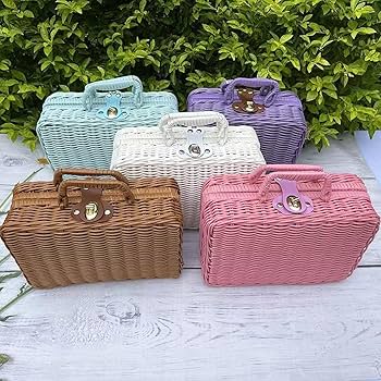 Amazon｜かごバッグ トランク ピクニック 籐 ラタン 鍵付き 収納 収納