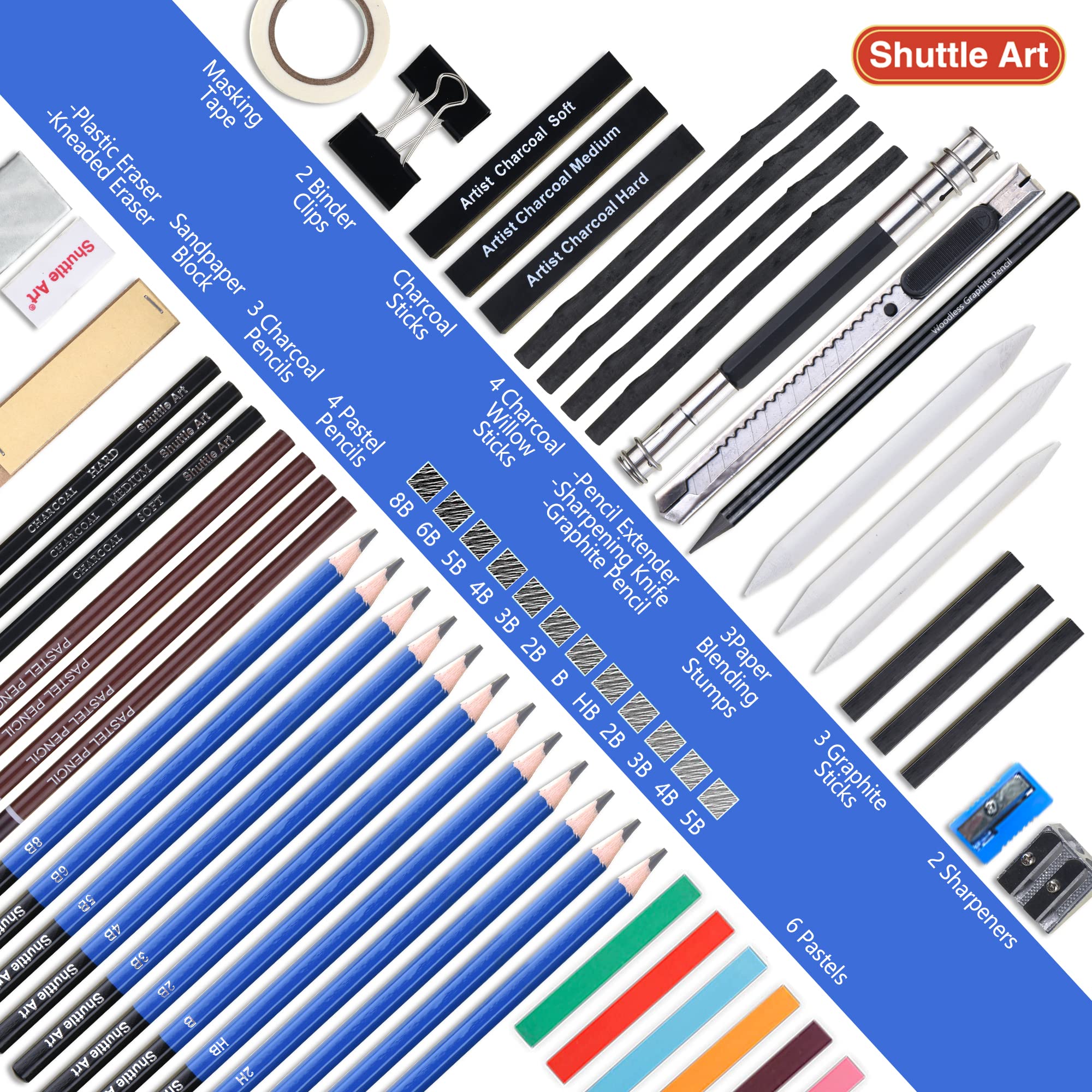 Drawing Pencils Set, Shuttle Art 52 Pack Professional Sketch Pencil Set