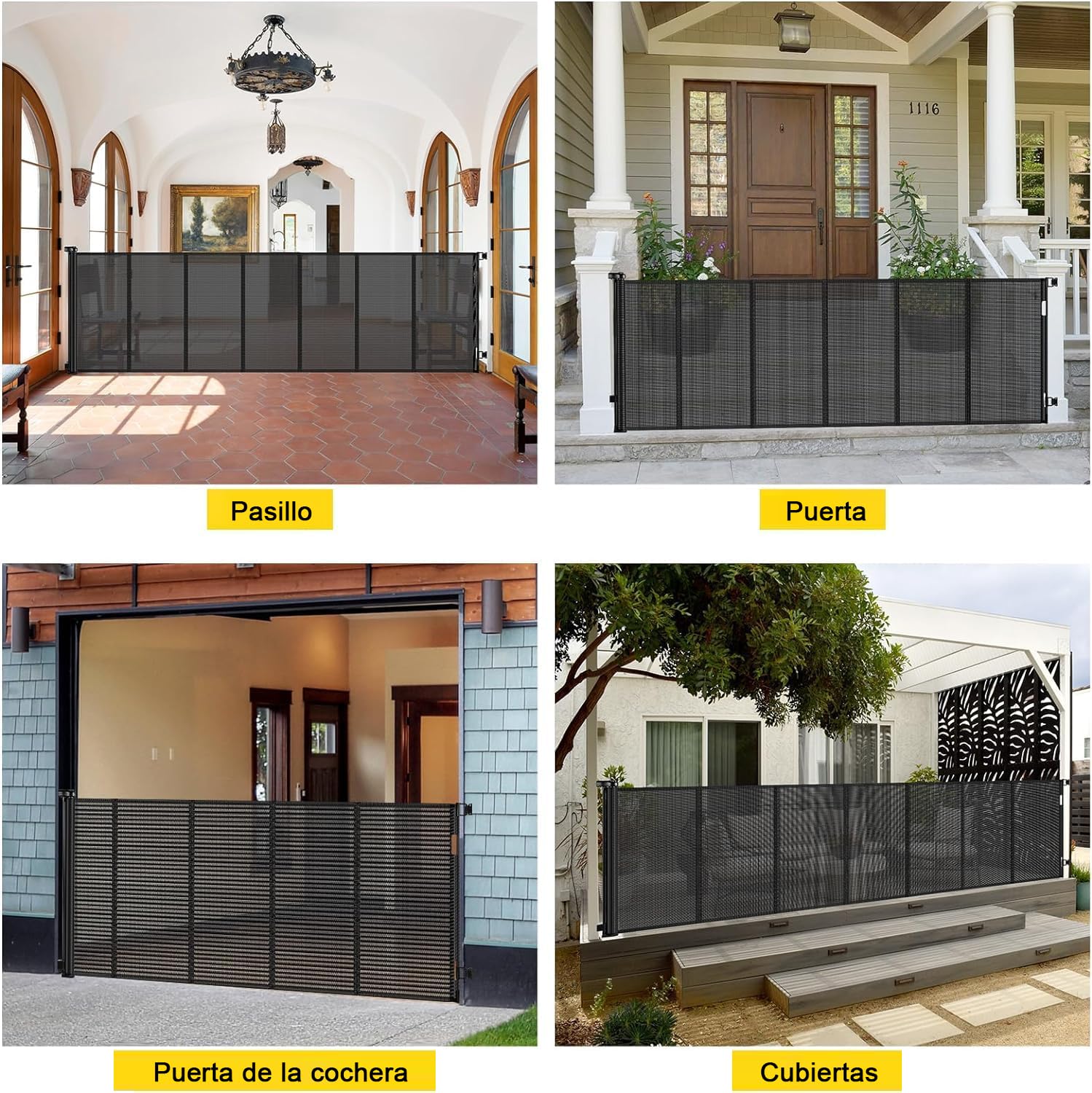 Puerta de escalera extensible para bebés, 0-300 cm, 83cm de alto, persiana para escaleras con barrera para bebés, puerta de escalera extensible, adecuada para escaleras/puertas/interiores y exteriores