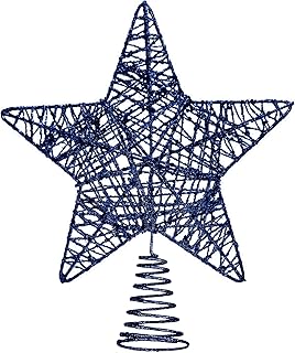 Christmas Tree Topper Decoration Christmas Tree Star Decorations Navy Blue Glitter Star for Xmas Tree Festive Decs