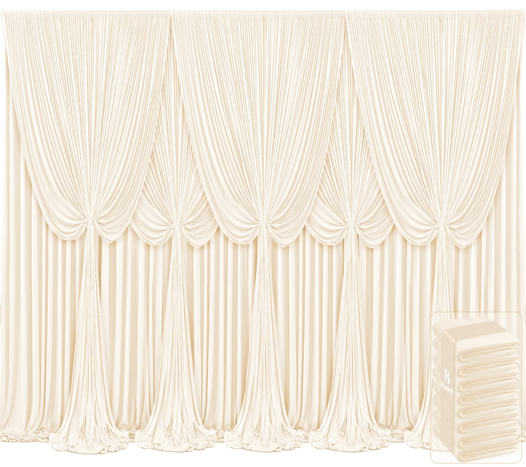 8 Panels Champagne Backdrop Curtains for Wedding Party Wrinkle Free Backdrops Curtain Drapes Fabric Decorations Photo Back Drop Cloth for Baby Shower