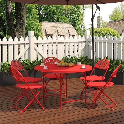 Miniatura 2 de Paquete de 10 sillas plegables, sillas plegables de plástico resistente con marco de metal resistente, capacidad de 350 libras, apilables de moda,