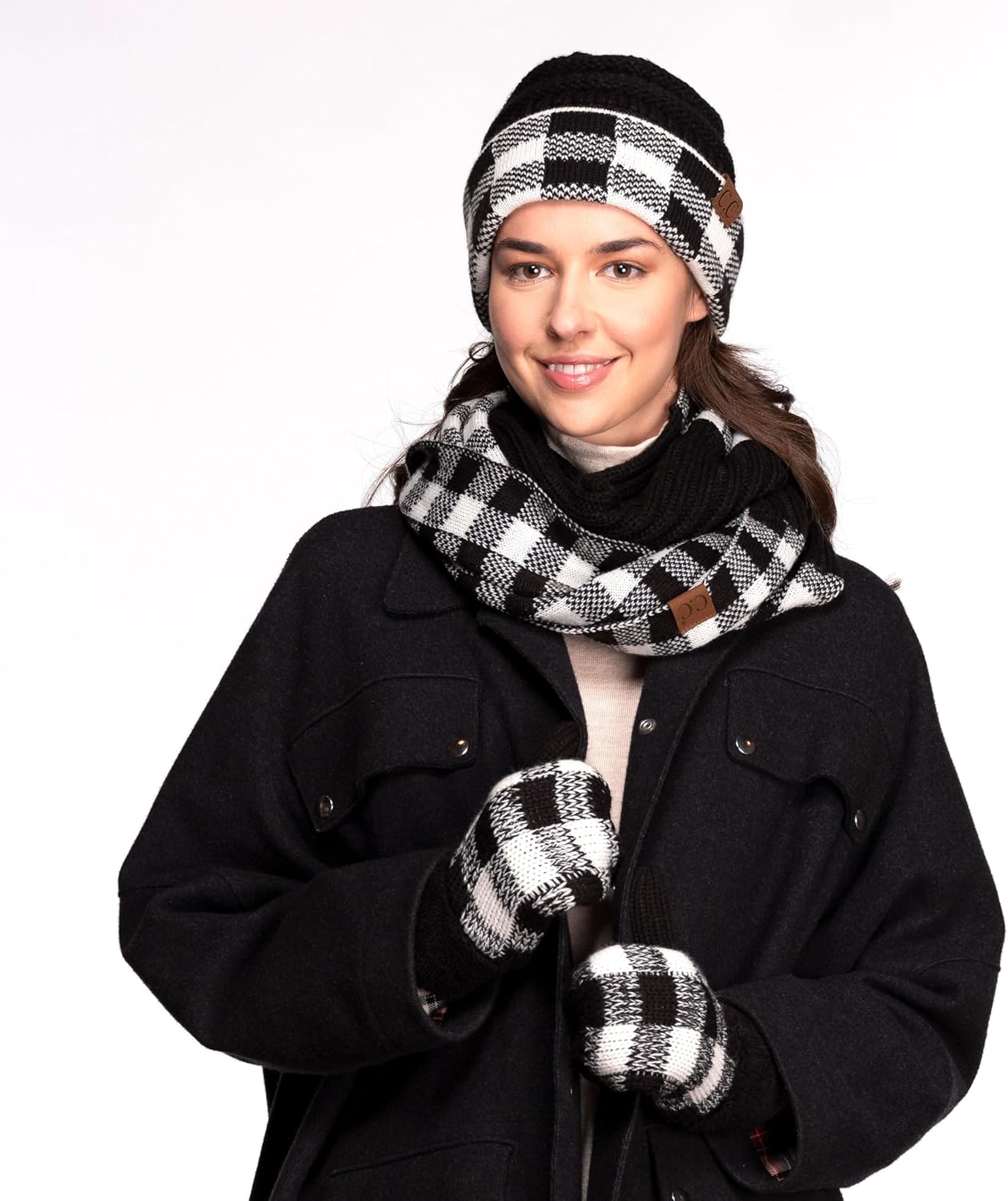 C.C CC Super Thick Fuzzy Fleeced Lined Warm Winter Knitted Mittens Gloves - Image 5