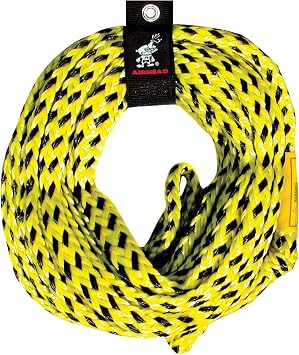 Airhead 1-6 Person Tow Rope for Towable Tubes, Heavy Duty Boat Towline for Tubing, UV Resistant 16 Strand Polypropylene with Rope Keeper, up to 6,000 lb Break Strength