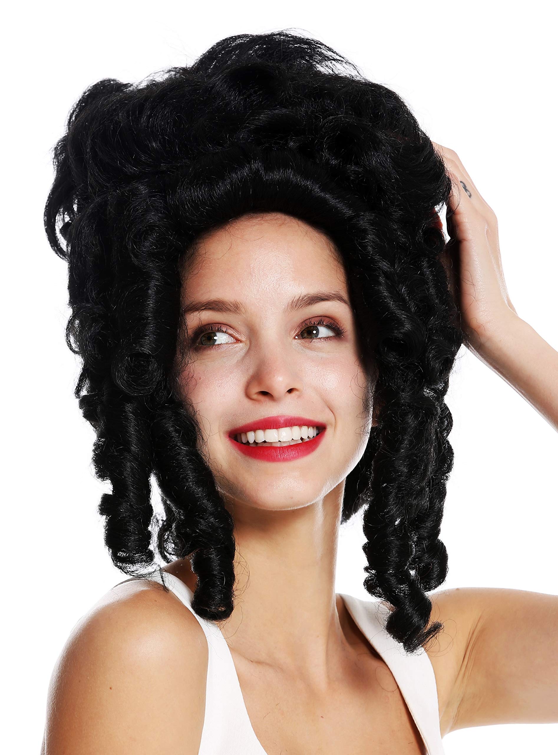 WIG ME UP - VK-38-1B quality women's wig theatre cosplay baroque Pompadour Marie Antionette countess noble woman black - Image 3
