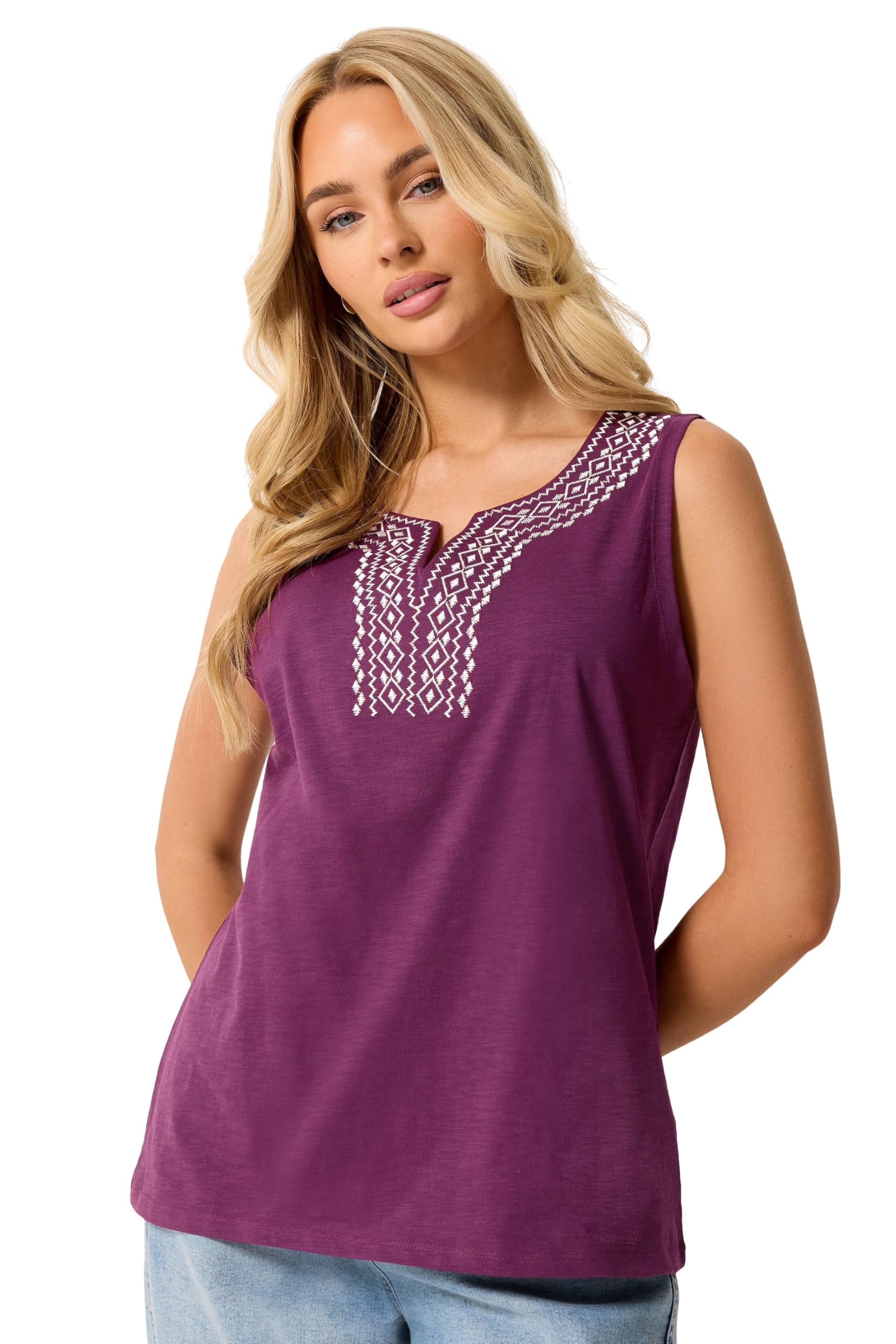 M&Co Berry Embroidered Cotton Vest Top - Women's