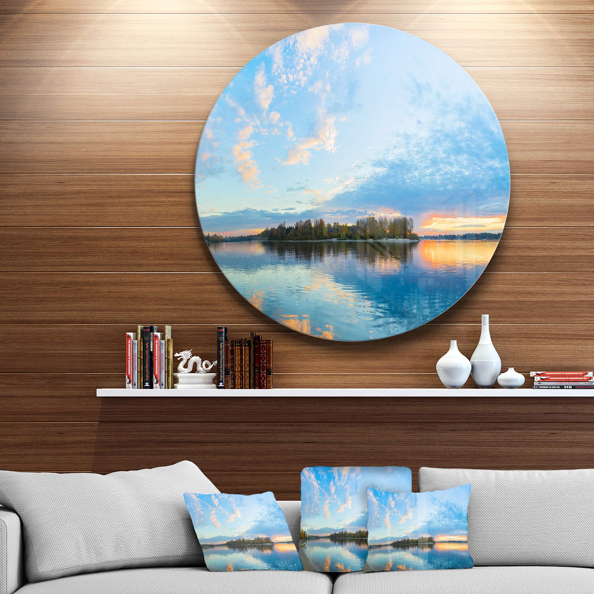 Designart MT10985-C11 E Xotic Sunrise On River Autumn Beach Disc