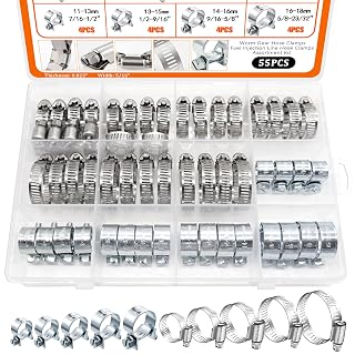 Dianrui 55PCS Hose Clamp Assortment Kit 1/4"–1-1/8" Hose Clamps Stainless Steel 304 Worm Gear Hose Clamp & Fuel Injection Hose Clamps for Water Pipe, Plumbing, Tube and Automotive Diesel Petrol Pipe - Amazon product rated Grade A