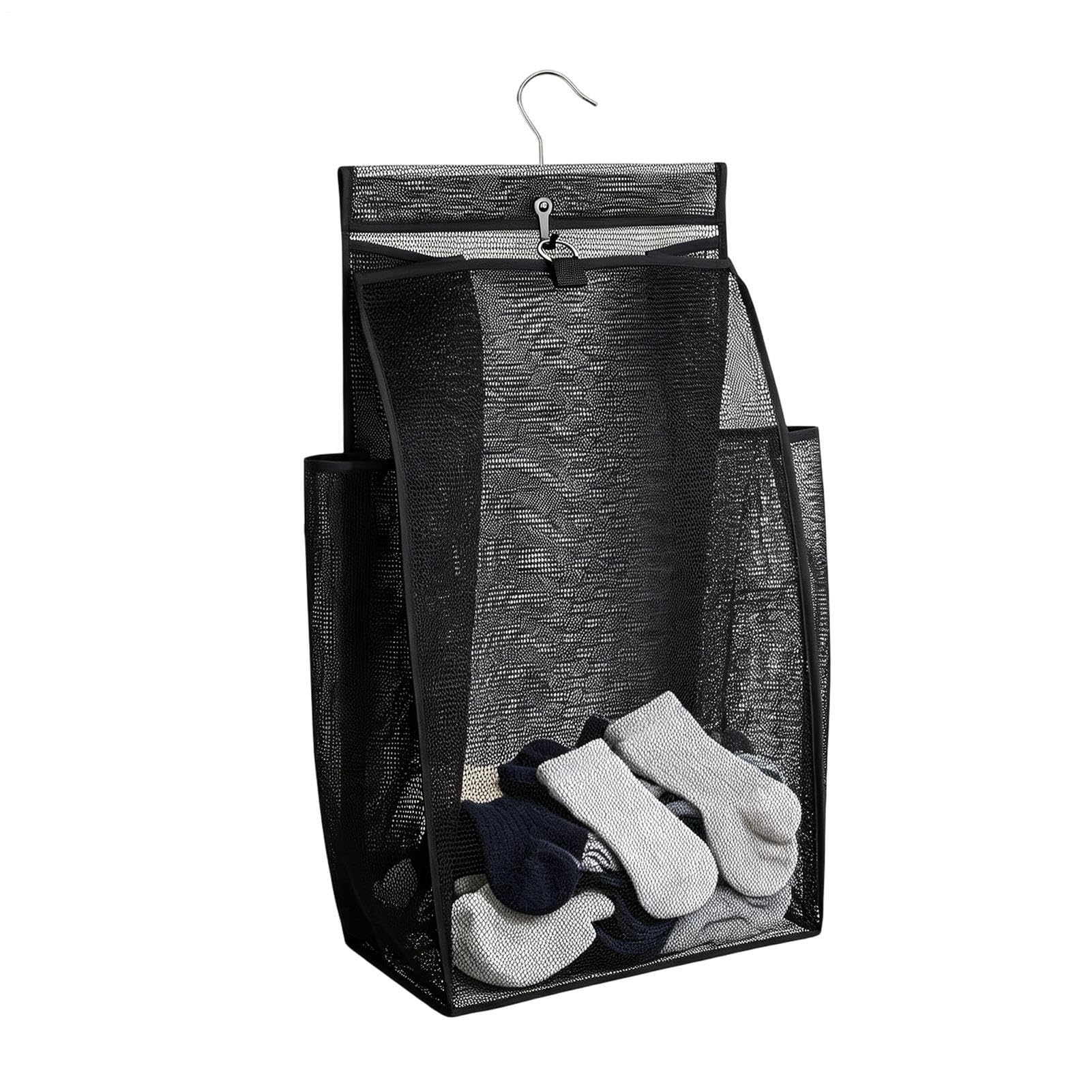 Panier à linge en maille suspendu pour gagner de la place en salle de bain