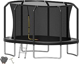 Devoko Outdoor Trampoline - Large Oval 10 x 7FT 12 x 8FT Family Trampoline 3 in 1 with Safety Net, Sturdy Metal Frame, Suitable for Children and Adults
