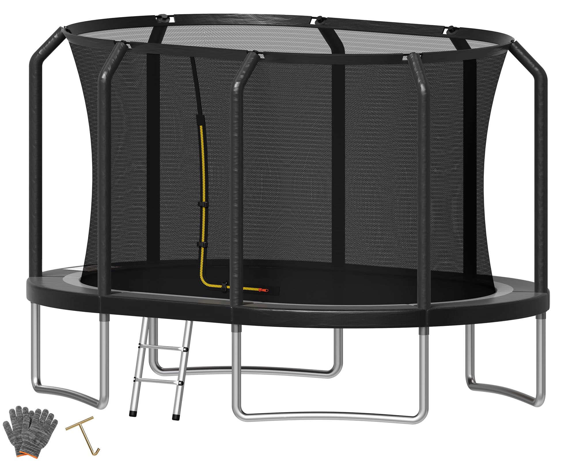 Devoko Outdoor Trampolin - Large Oval, 3 in 1 Familientrampolin Mit Sicherheitsnetz, Robuster Metallrahmen, Geeignet für Kinder und Erwachsene