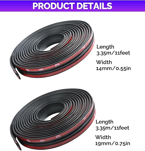 Miniatura 2 de RACOONA 2 piezas de moldura para parabrisas, sello de goma para parabrisas de 22 pies, sello de puerta de automóvil, sello de techo corredizo de