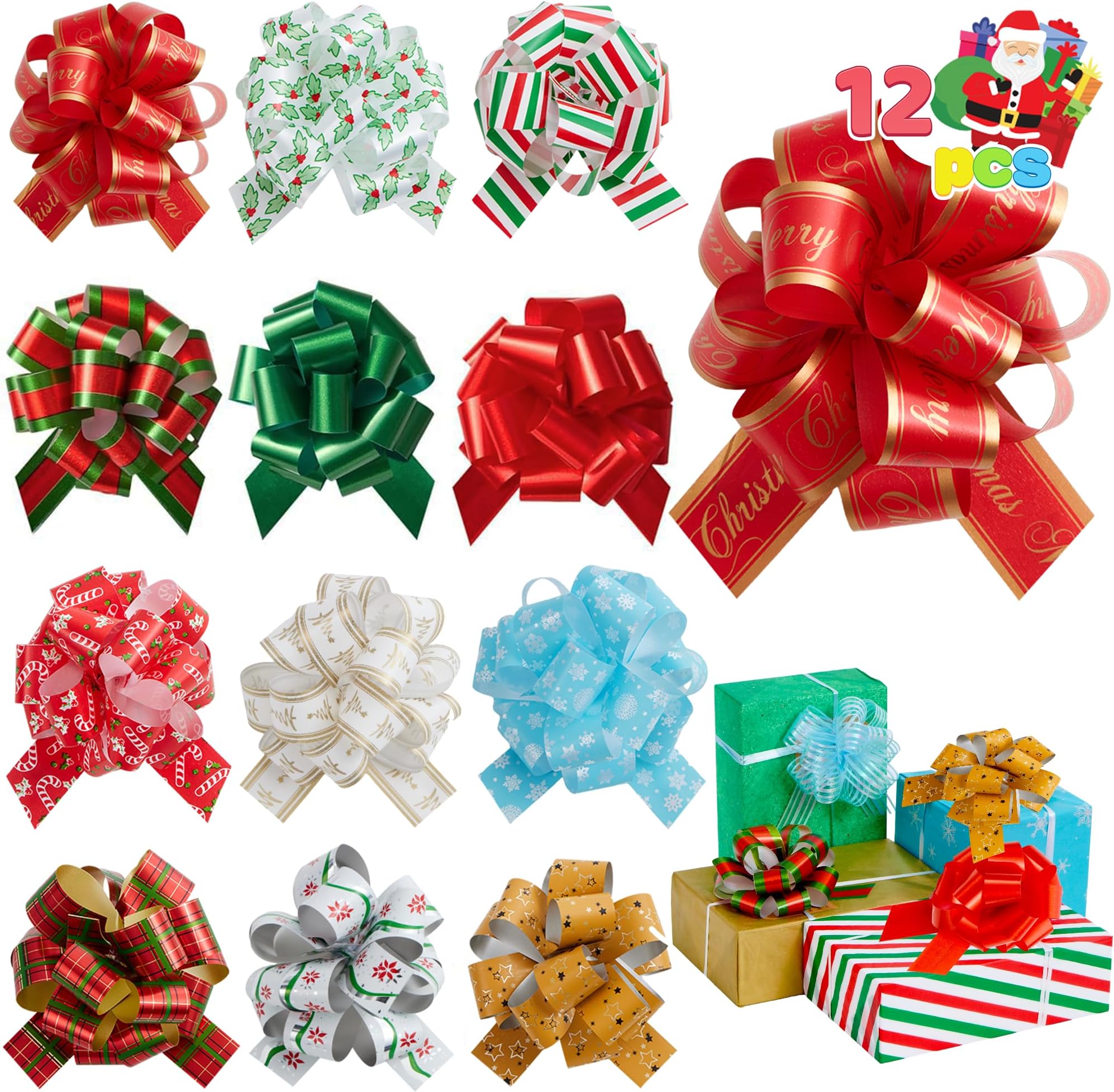 Yuxung 150 Pieces Christmas Bows Pull Bows For Gift Wrapping Christm