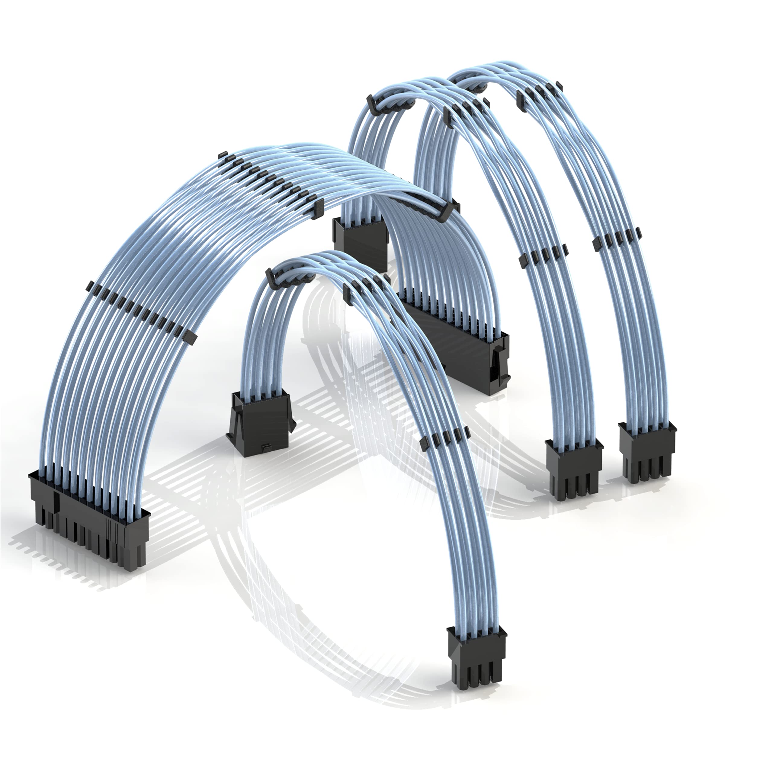 LINKUP - 30cm PSU PC Power Extension Cable Metallic Sleeved Silicone Coated Soft & Flexible to Route Custom Mod GPU & CPU w/Comb Kit | 1x 24P (20+4) | 1x 8P (4+4) CPU | 2x 8P (6+2) GPU | 300mm - Pink — view 17