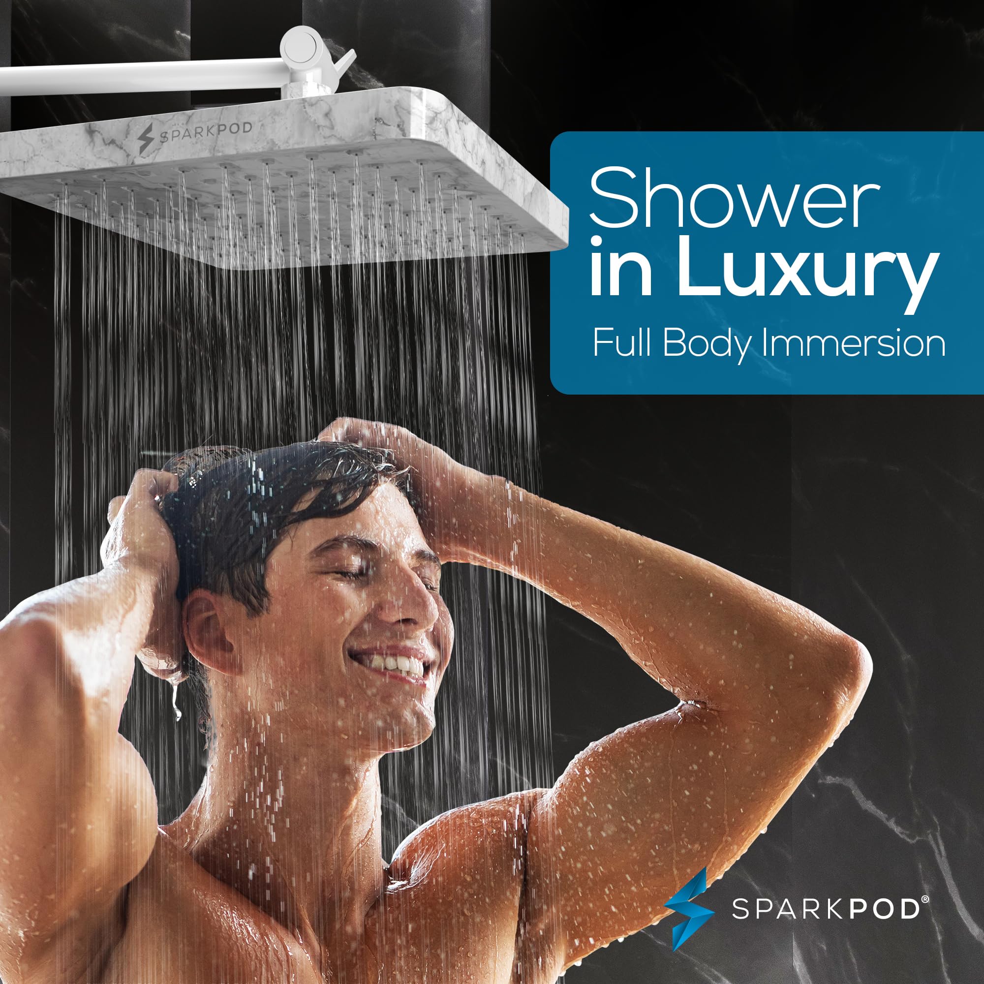 SparkPod High Pressure Rain Shower Head - 6 Inch Chrome Luxury Shower Head