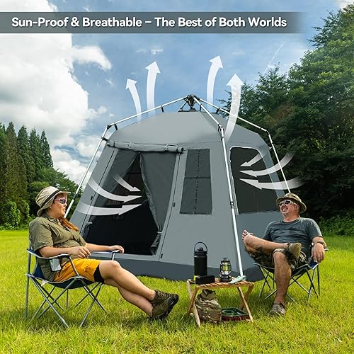 Miniatura 6 de Tienda de campaña desplegable instantánea con parasol extraíble, tienda de campaña con protección UV y ventilación, impermeable, resistente al