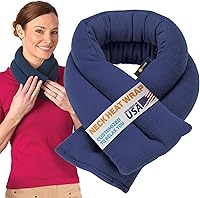 SunnyBay Microwavable Neck & Shoulder Heating Pad Wrap - Moist Heat/Cold Therapy, Weighted Flaxseed Compress, 26x4", Navy Blue