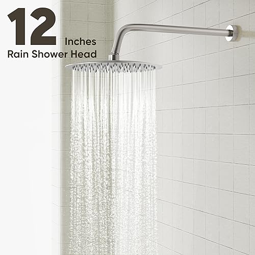 Miniatura 3 de Gabrylly Sistema de ducha, juego de grifo de ducha montado en la pared con cabezal de ducha de lluvia de 12 pulgadas y ducha de mano, juego