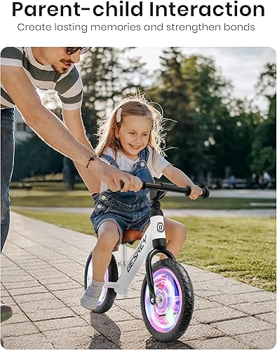 Miniatura 6 de Bicicleta de equilibrio para niños de 2 años, marco totalmente metálico y ruedas todo terreno de 12 pulgadas, bicicleta para niños de 24 meses a 5