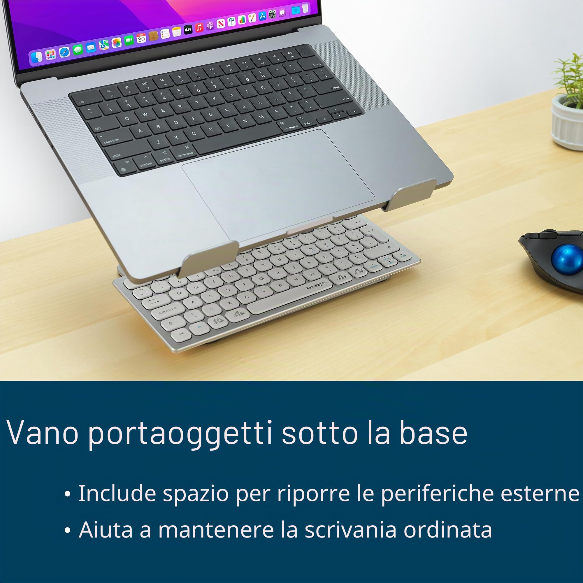 Kensington Supporto Universale per Computer Portatile con Schermo fino a 16 '', Regolabile in Altezza e Angolazione, Con Ventilazione Aperta, Spazio Portaoggetti e Cuscinetti Antiscivolo (K50424WW)