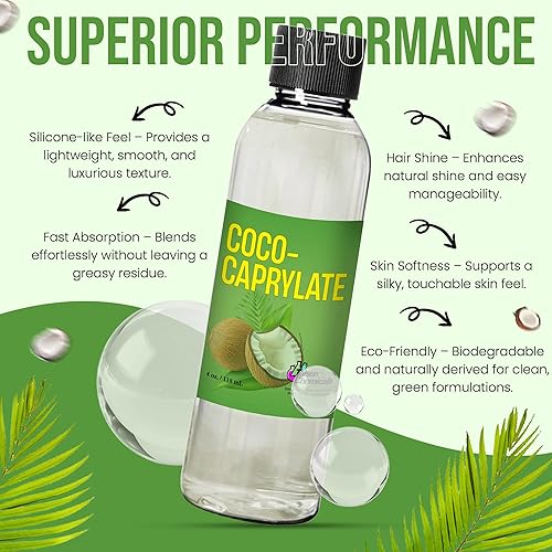 Miniatura 6 de Aceite de caprilato de coco para cosméticos (4 onzas  4.0 fl oz) Emoliente a base de plantas de coco-caprilato para cosméticos, sueros y