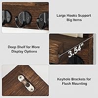 Vista 3 de Soporte para llaves de pared, llavero decorativo y soporte para correo con estante, tiene ganchos grandes para bolsos, abrigos - Colgador de llaves