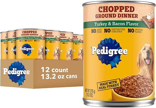 Pedigree Chopped Ground Dinner Wet Dog Food, Turkey, 13.2 oz, 12 Count