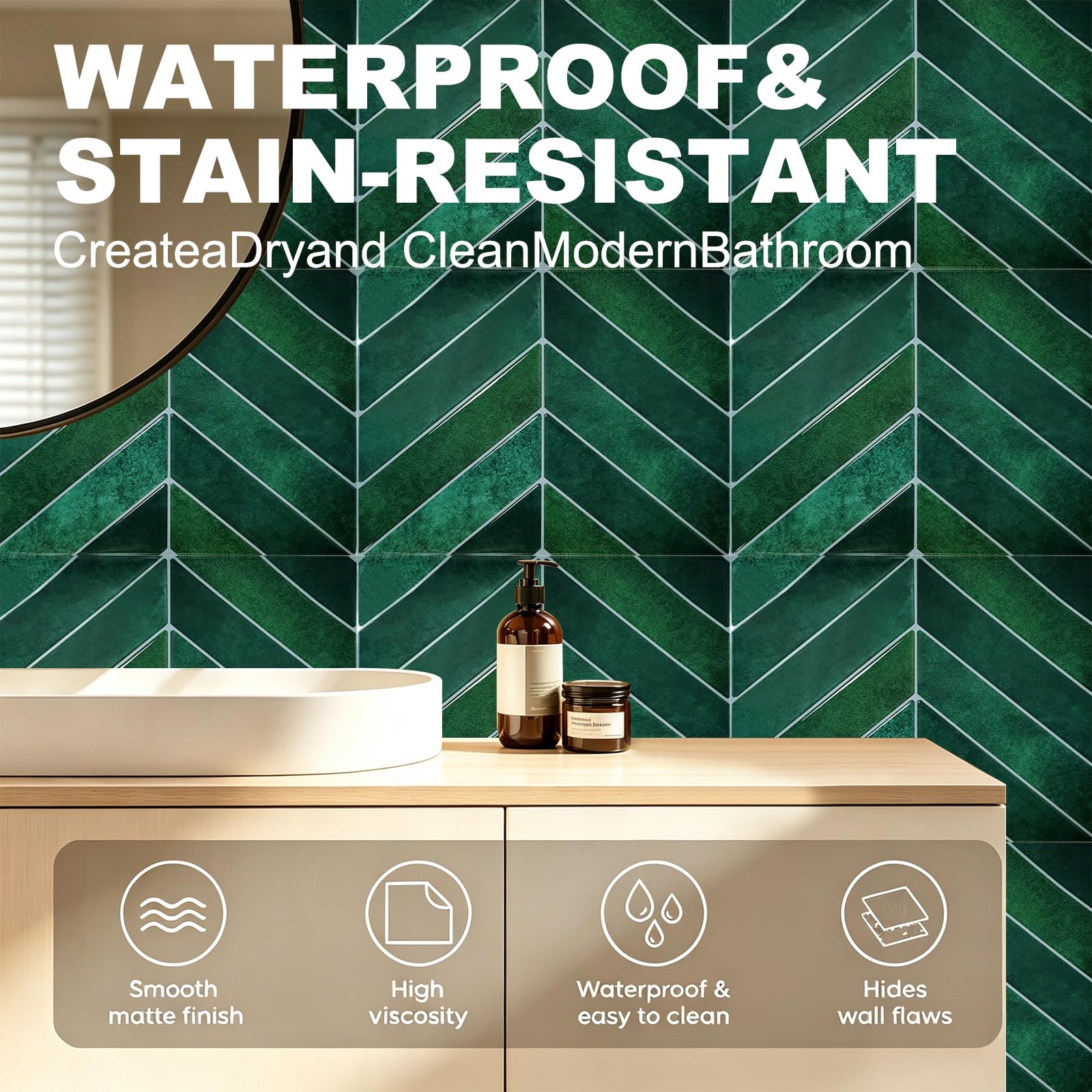 10 piastrelle adesive 3D in vinile, autoadesive, per cucina, impermeabili, paraspruzzi, piastrelle autoadesive per bagno e cucina, colore verde avocado