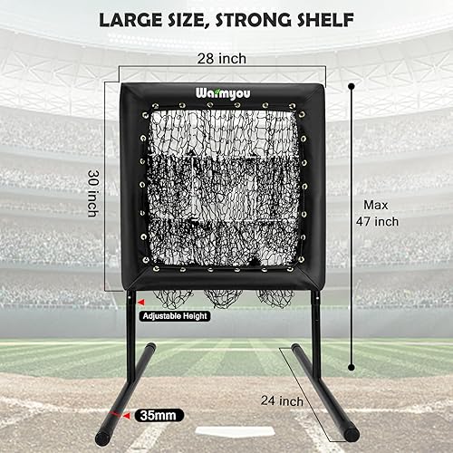 Miniatura 4 de Sports Pitching Net with Strike Zone BaseballSoftball Net Best Hitting Nets Target Portable 9-Hole Pitching Aid Adjustable Height Training Equipment