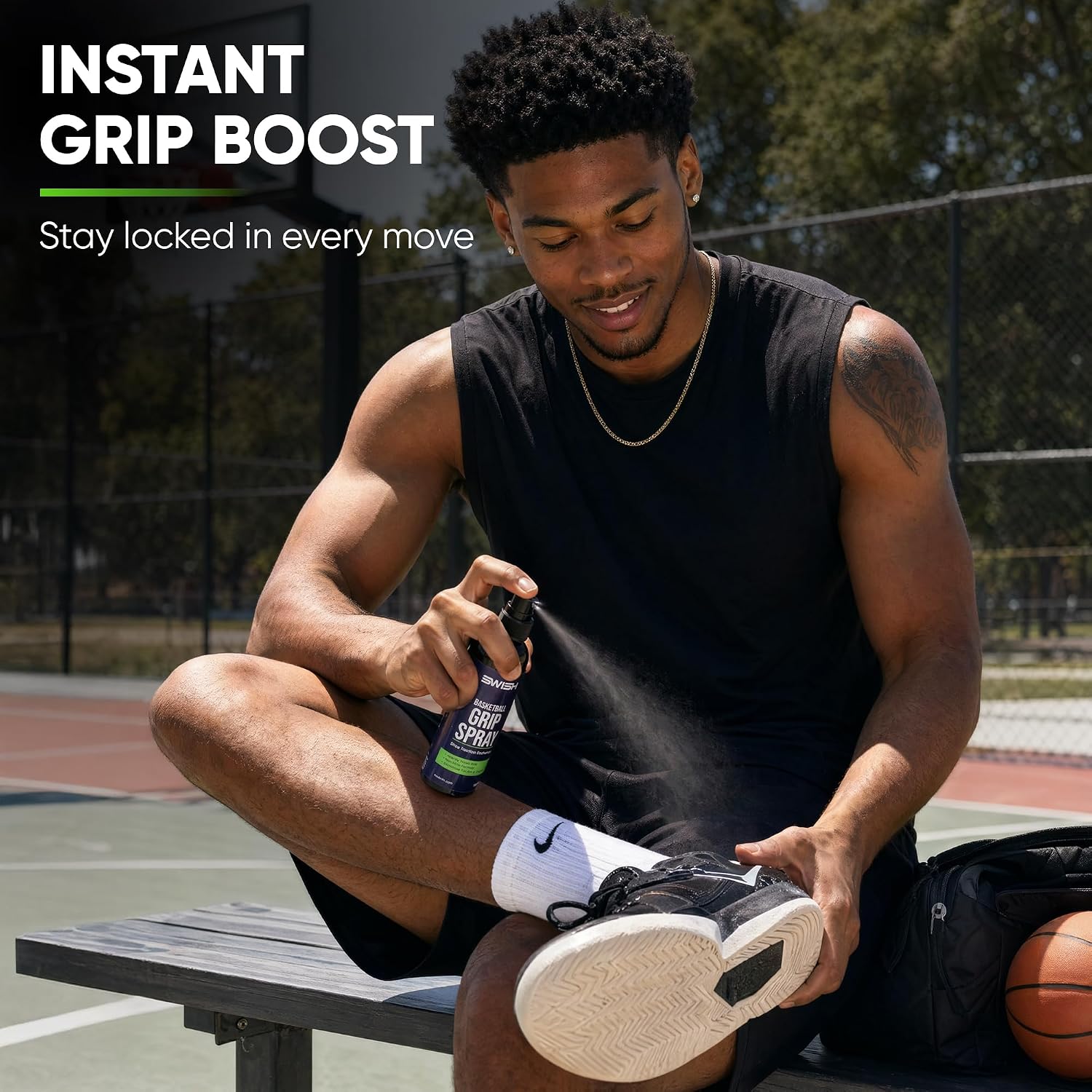 SWISH 2-in-1 Grip Restore & Cleaner – #1 Rated Basketball Grip Spray – Restores Shoe Grip & Traction, Removes Dirt & Oil, Restores Control & Consistency