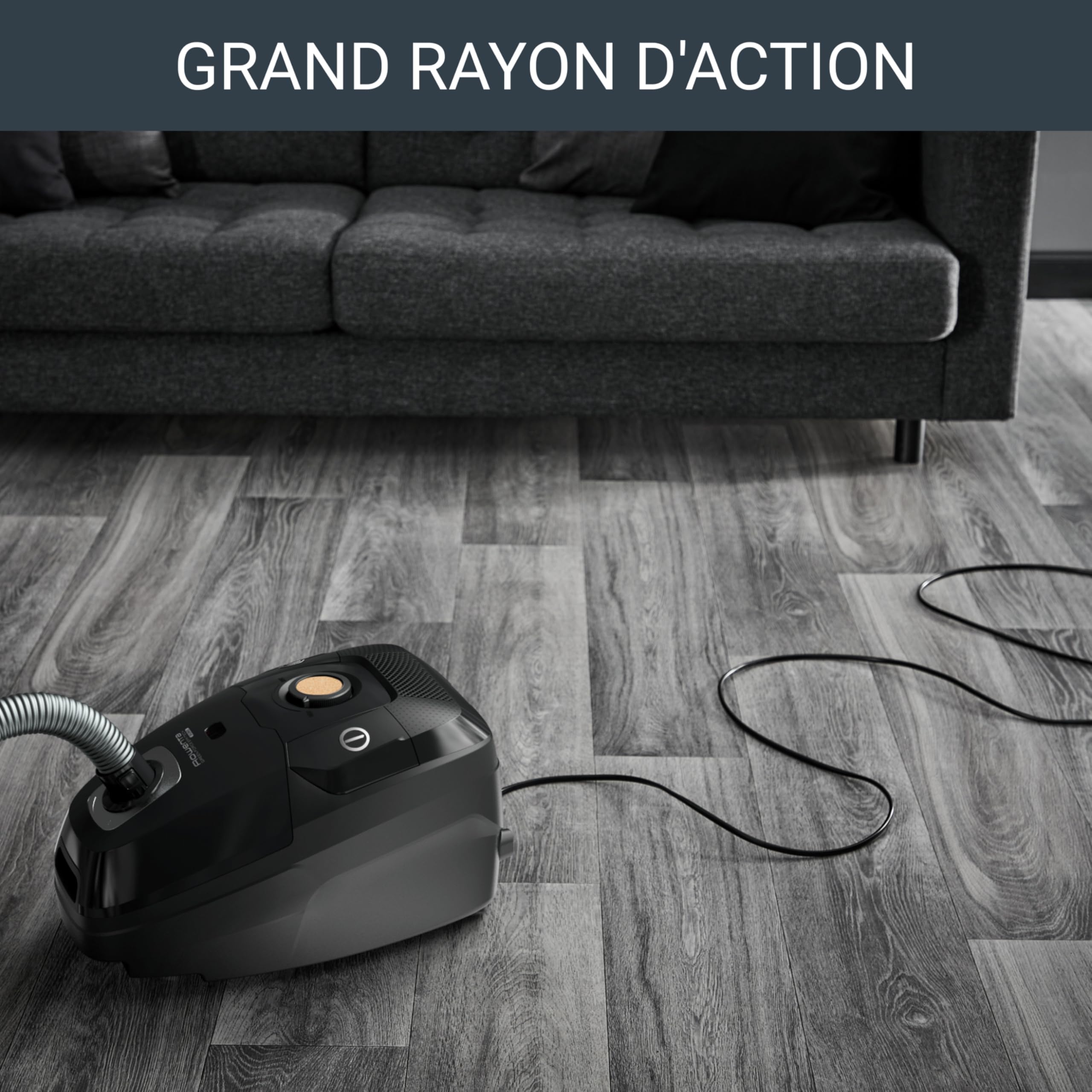 Rowenta Aspirateur avec sac, Moteur basse consommation, Haute filtration, Ultrasilencieux, Eco responsable, Nombreux accessoires, Fabriqué en France, Green Force Effitech, Noir/liège RO6189EA