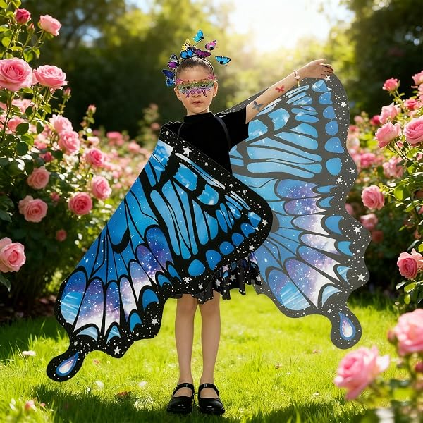 Ailes de Papillon,Déguisement Papillon,Costume de Papillon,Cape d'ailes de Papillon,Cape Papillon,Ailes Papillon Deguisement,pour Le Carnaval,Mardi Gras,SoiréE à Thème,Halloween - 5
