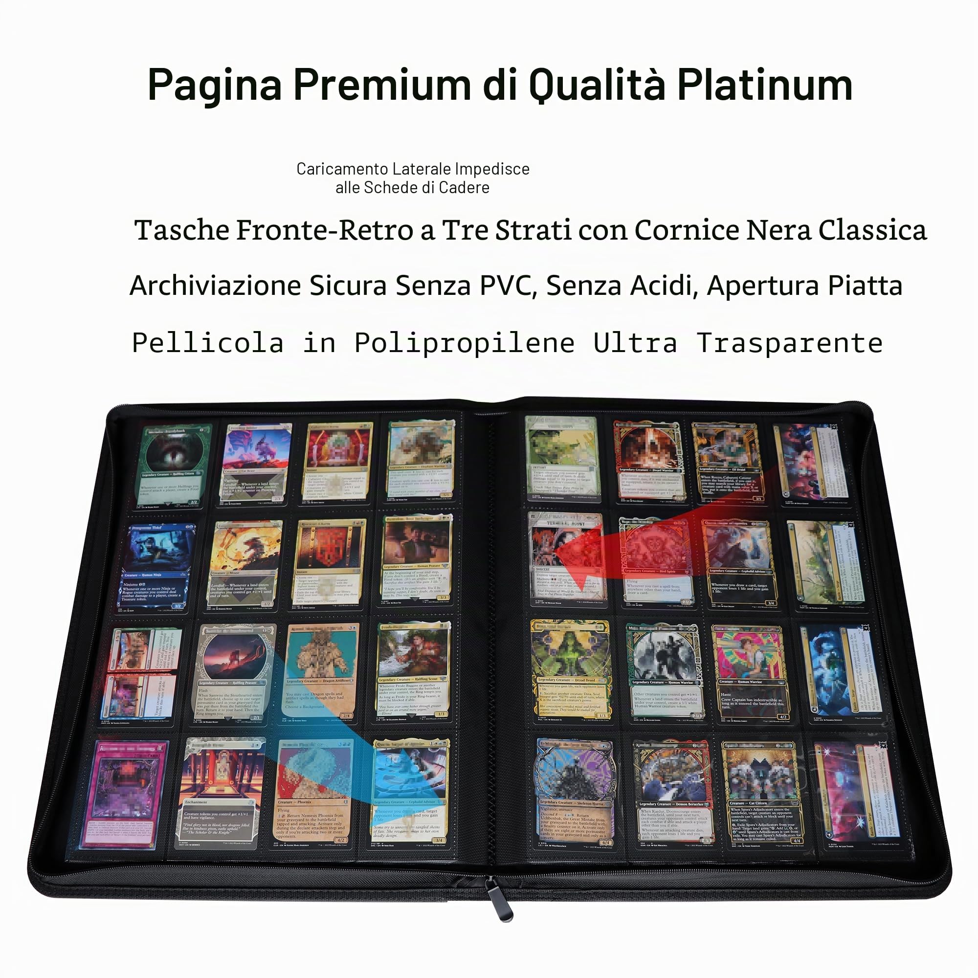 Raccoglitore a 16 tasche, adatto per 1344 carte collezionabili con caricamento laterale, album per carte da gioco e carte sportive