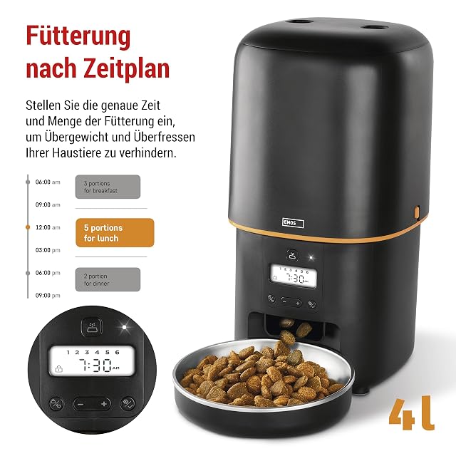 Foto 5 de 8 de EMOS - Comedero automático de 4 l - Dispensador de comida para mascotas
