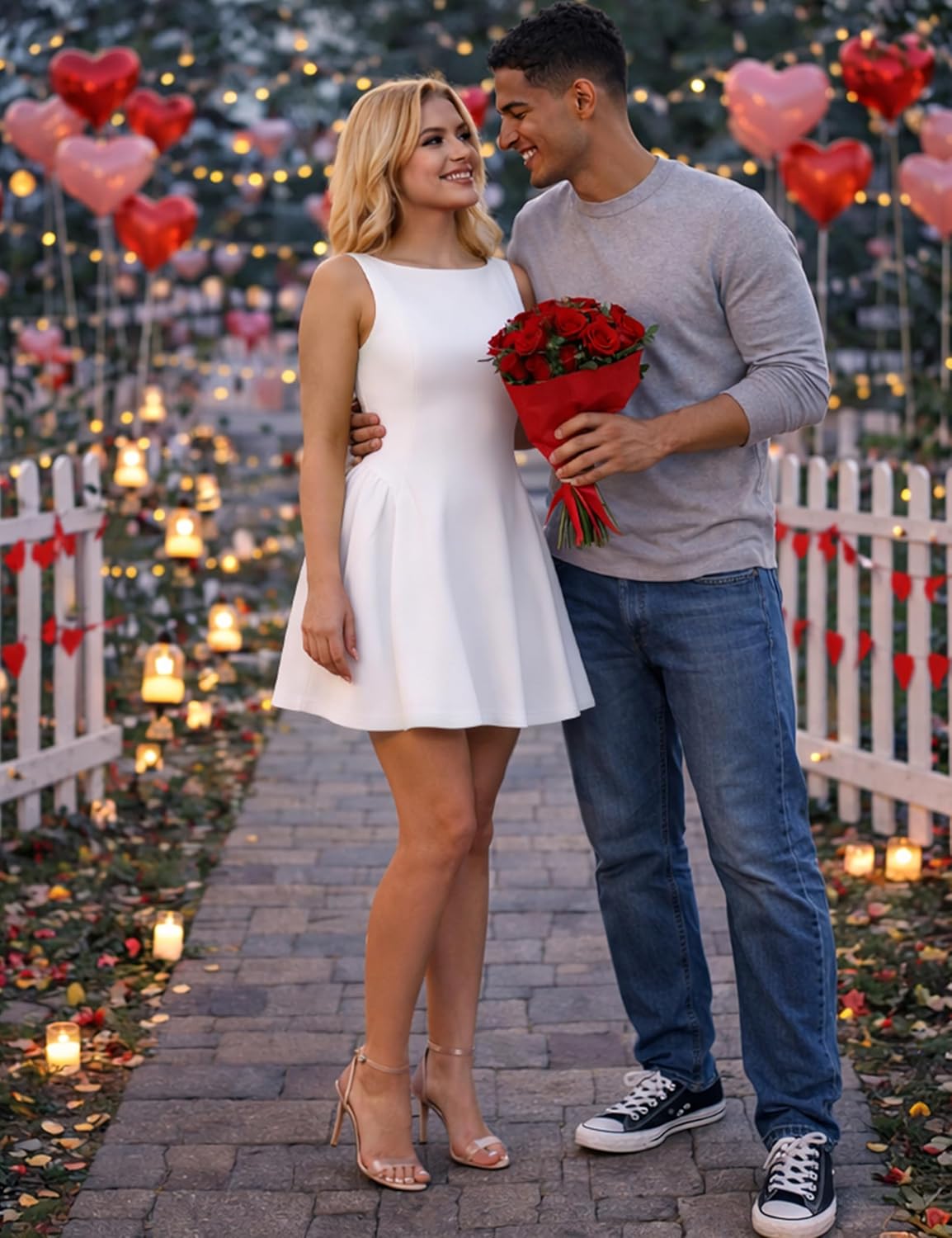 YMDUCH Women's Summer Sleeveless Crew Neck Backless A-line Mini Party Prom Dress - Image 7