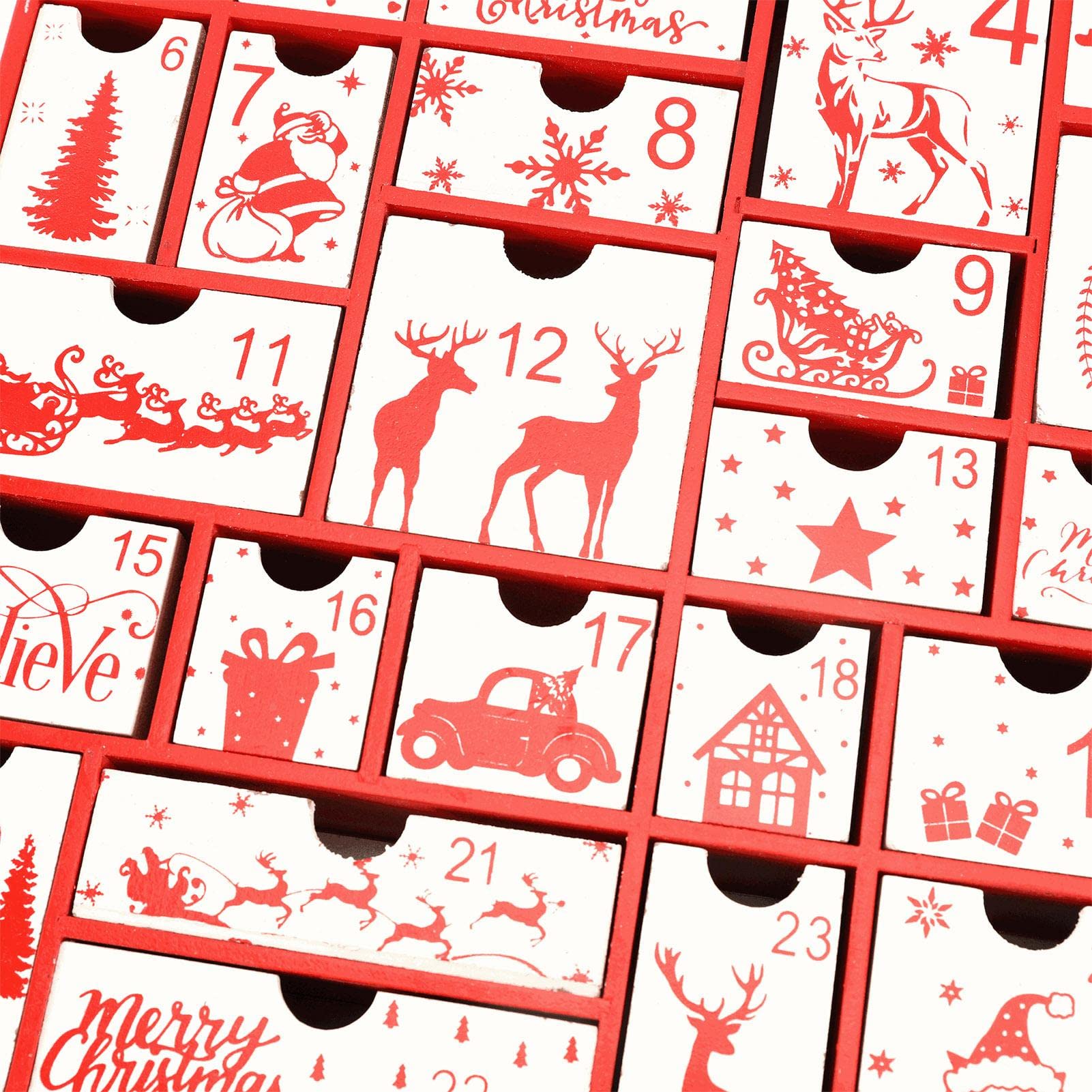 Yeeda Calendario de Adviento de Navidad, relleno de 24 cajones, calendario de Navidad, calendario de Adviento, caja de regalo de caramelos para niños, niños, niñas | de Navidad, calendario de Adviento, de regalo de caramelos para niños, niños, niñas