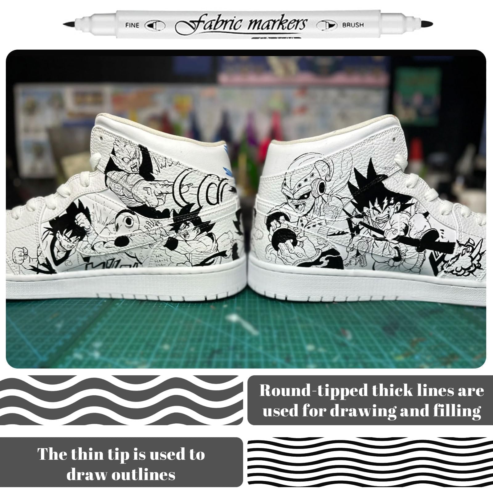 6 Pennarelli Per Tessuti Lavabili - Punta 1-5mm, Impermeabili Per Magliette E Stoffa, Bianco E Nero - Foto 4