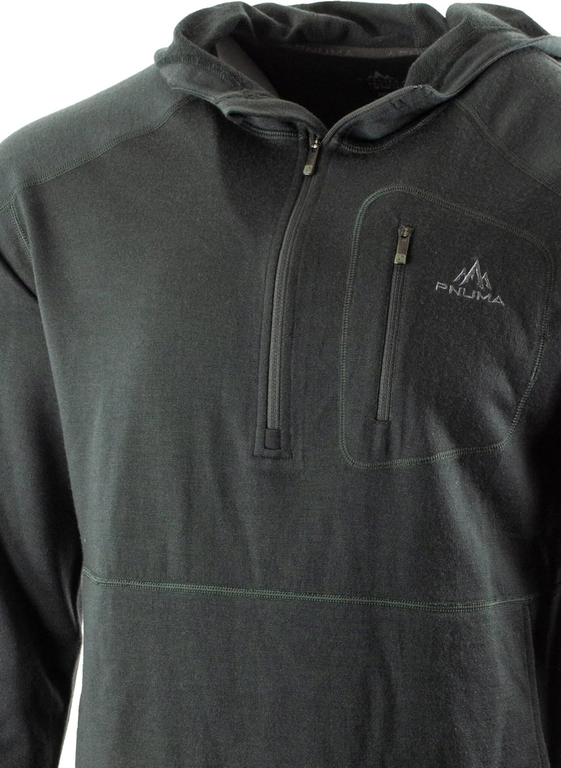 Pnuma Outdoors Merino Gunnison Hoodie, 300 gsm, Beluga, Zippered Pockets, Kangaroo Pocket, Durable Merino Wool (GU-HD-BE) - Image 4