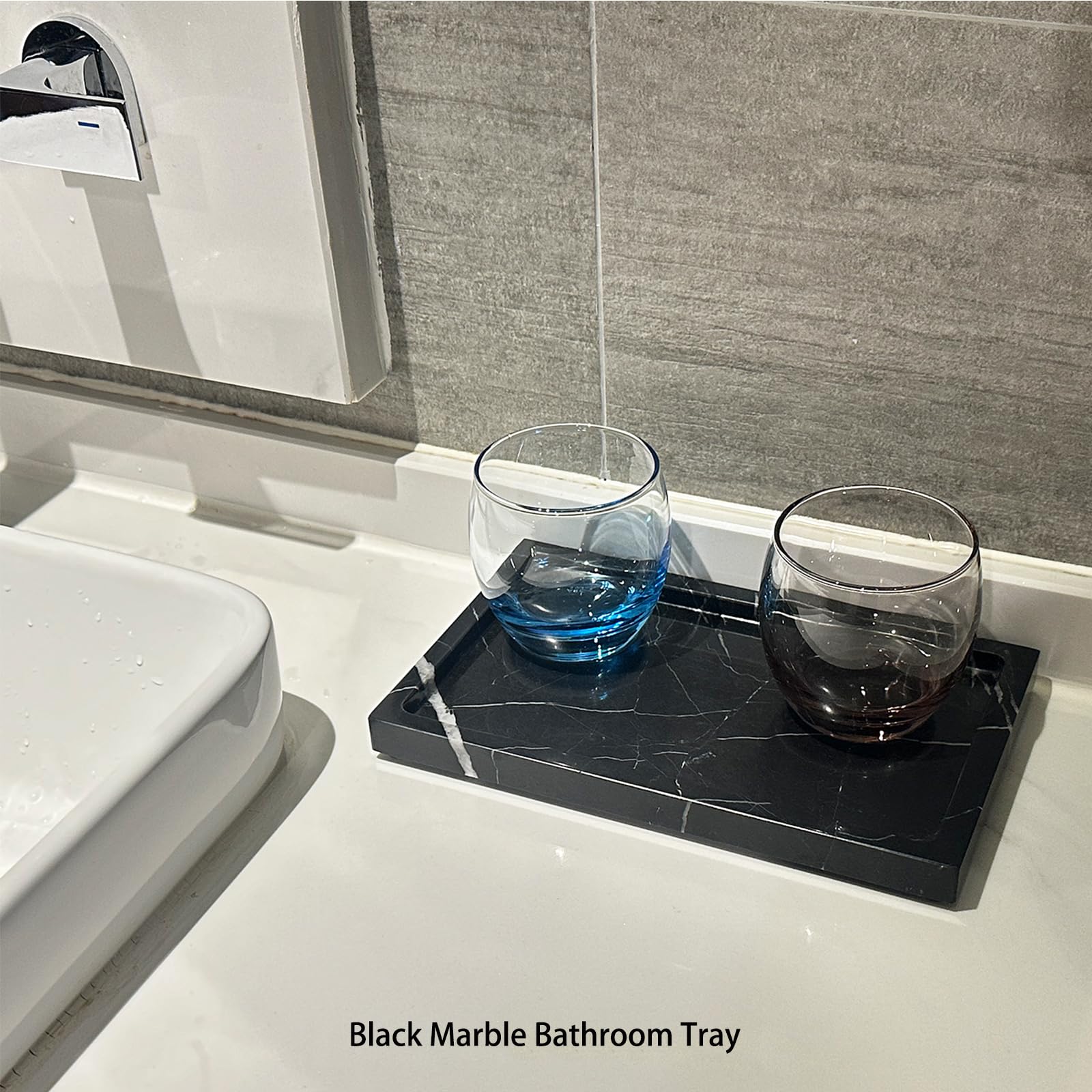 Amazon.com: OAIQNUJ Natural Black Marble Vanity Tray, 9.8