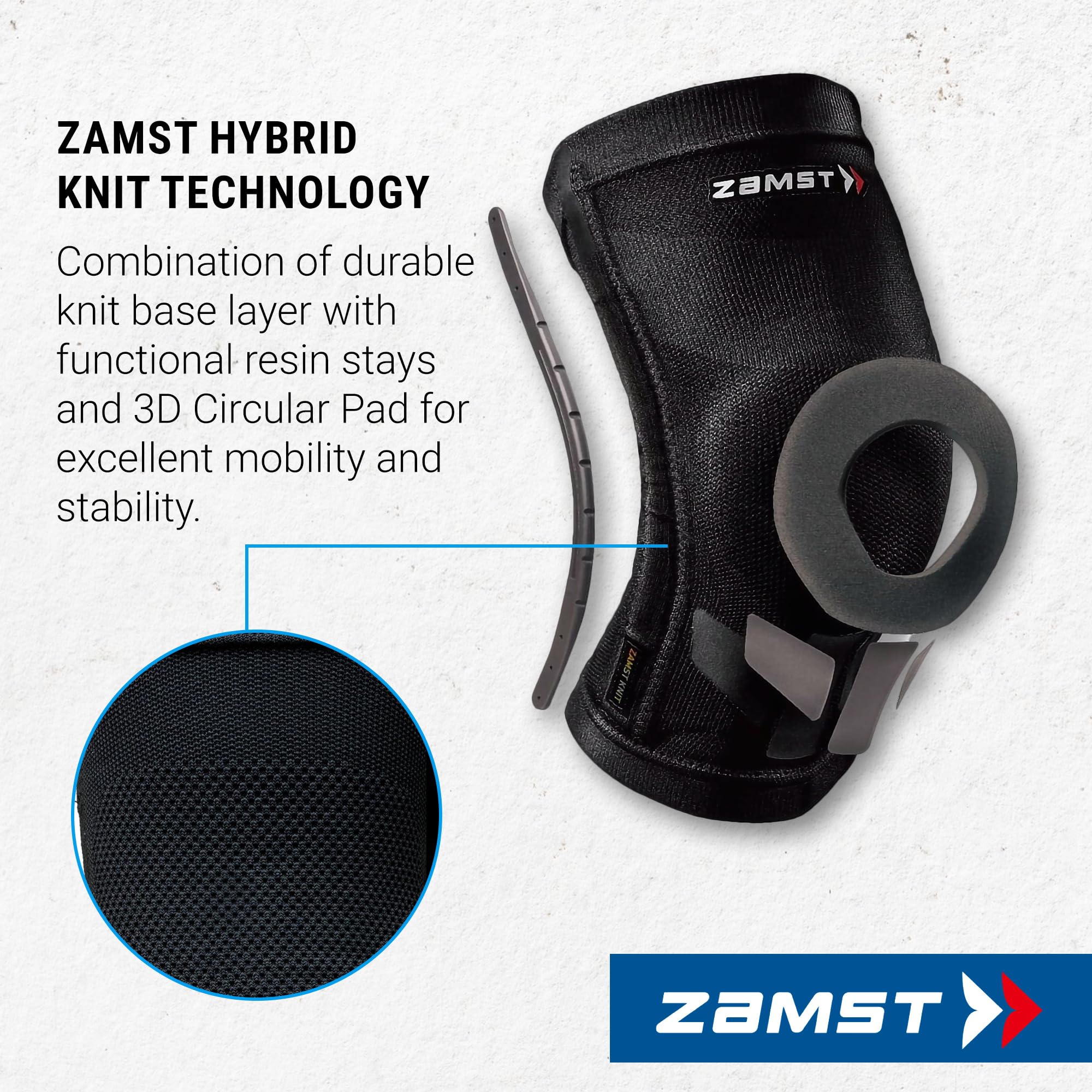 Zamst ZK-Motion Knee Kniebandage, Sport-Kniebandage, gepolstert, 3D-Patella-Polsterung, funktionelle Unterstützung aus Kunstharz, ideal für Volley, Basketball, Fußball, Padel, Tennis und andere