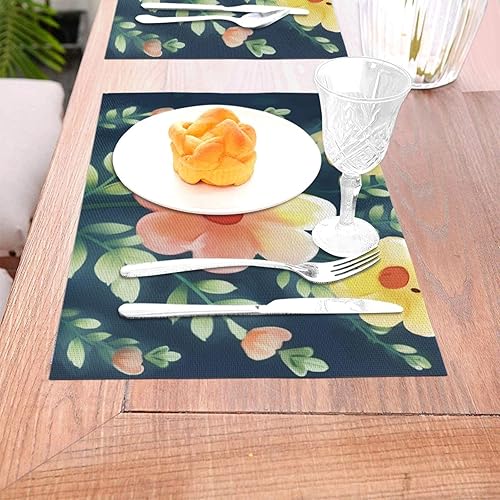Miniatura 3 de 6 PCS PVC Placemats Set Place Mats Happy Flower Non-Slip Weave Place Mats 12" x 18" Farmhouse Table Mat Set for Family Dinners Wedding Parties