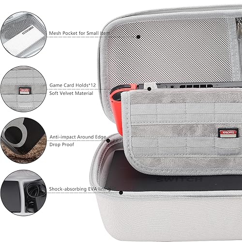 Miniatura 6 de Portable Carrying Case for Nintendo Switch with Removable Shoulder Strap - Built-in Stand Compatible with Switch OLED, Nintendo Switch AC Adapter,