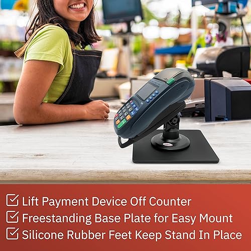 Miniatura 4 de ENS Tailwind Pax S80 - Soporte de terminal compacto de montaje en poste de 3 pulgadas con placa base de movilidad cuadrada independiente, color negro