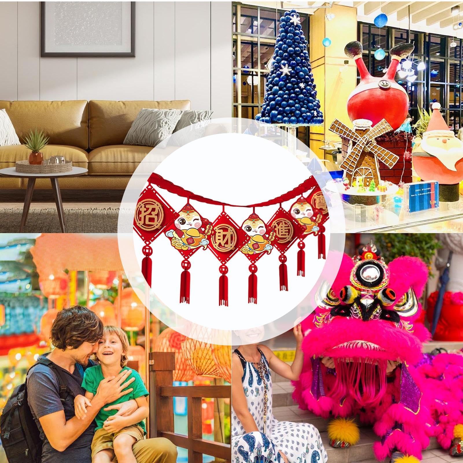 Amazon.co.jp: 中国の旧正月ガーランド、2025年ハッピー中国の旧正月