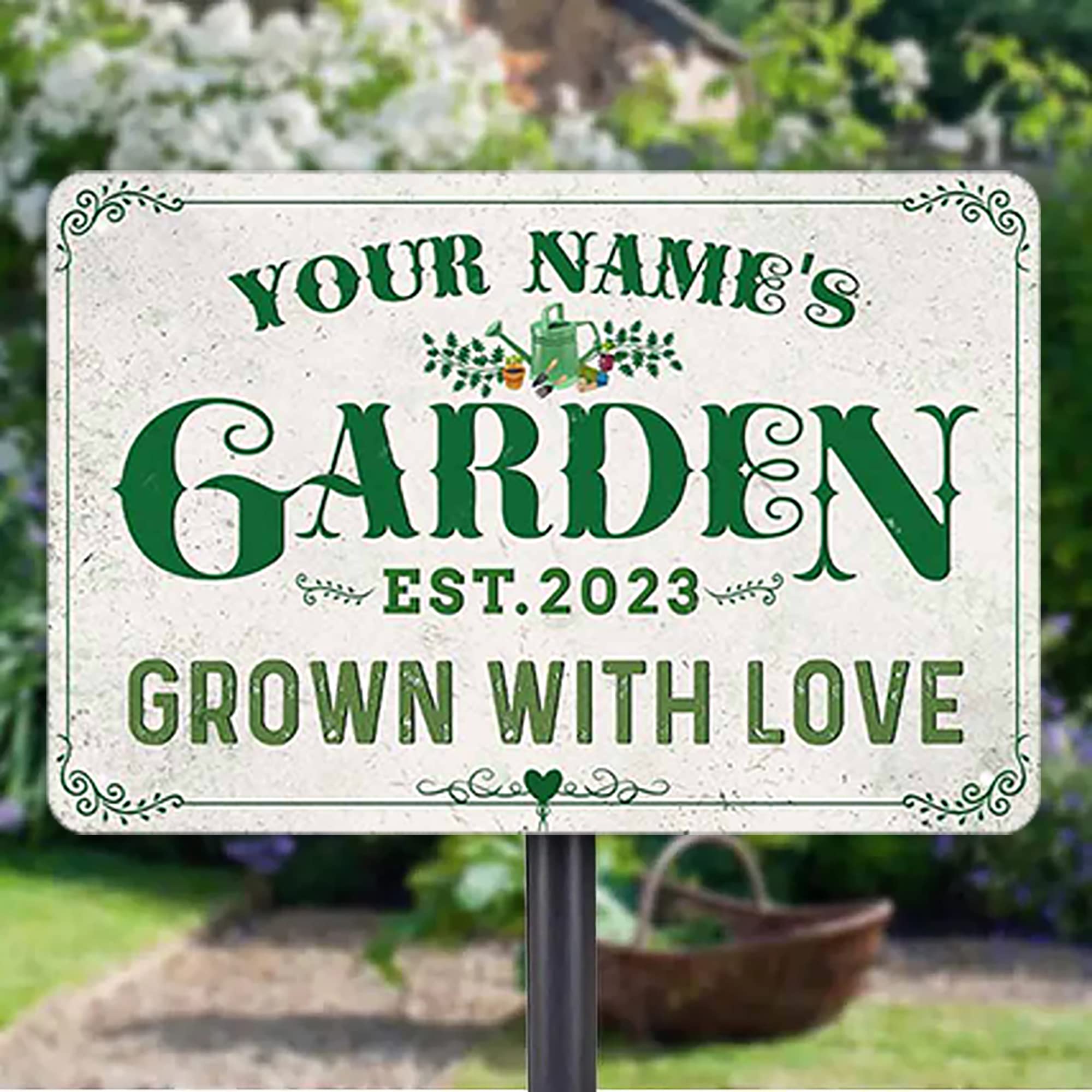 Personalized Metal Signs with Name Made in USA Custom Vintage Garden Sign Waterproof Vintage Decorative Metal Print for Wall Decor Customized Home