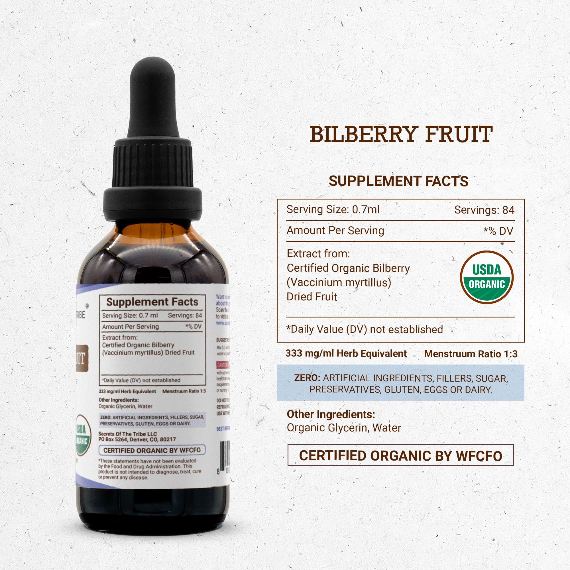 Secrets of the Tribe Bilberry Fruit USDA Organic | Alcohol-Free Extract, High-Potency Herbal Drops, Vision | Made from 100% Certified Organic Bilberry (Vaccinium Myrtillus) Dried Fruit 2 oz — Amazon image 4