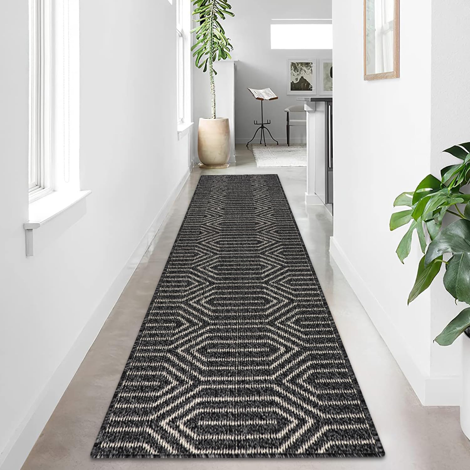 Runner Rugs for Hallway Non Slip 65x300cm Hall Carpet Runner Washable Extra Long Low Profile Floor Rug Runner for Kitchen Hallway Entryway Laundry Room Grey