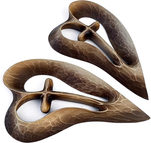 Vista 24 de Wooden Hand Cross, Handmade Wood Cross, Heart Design Cross, Wooden Carved Cross Wall Decor, Decorative Crosses for Wall Large and Small