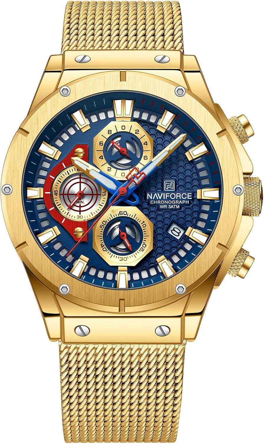 NAVIFORCE Reloj de cuarzo cronógrafo con banda de Panama Ubuy