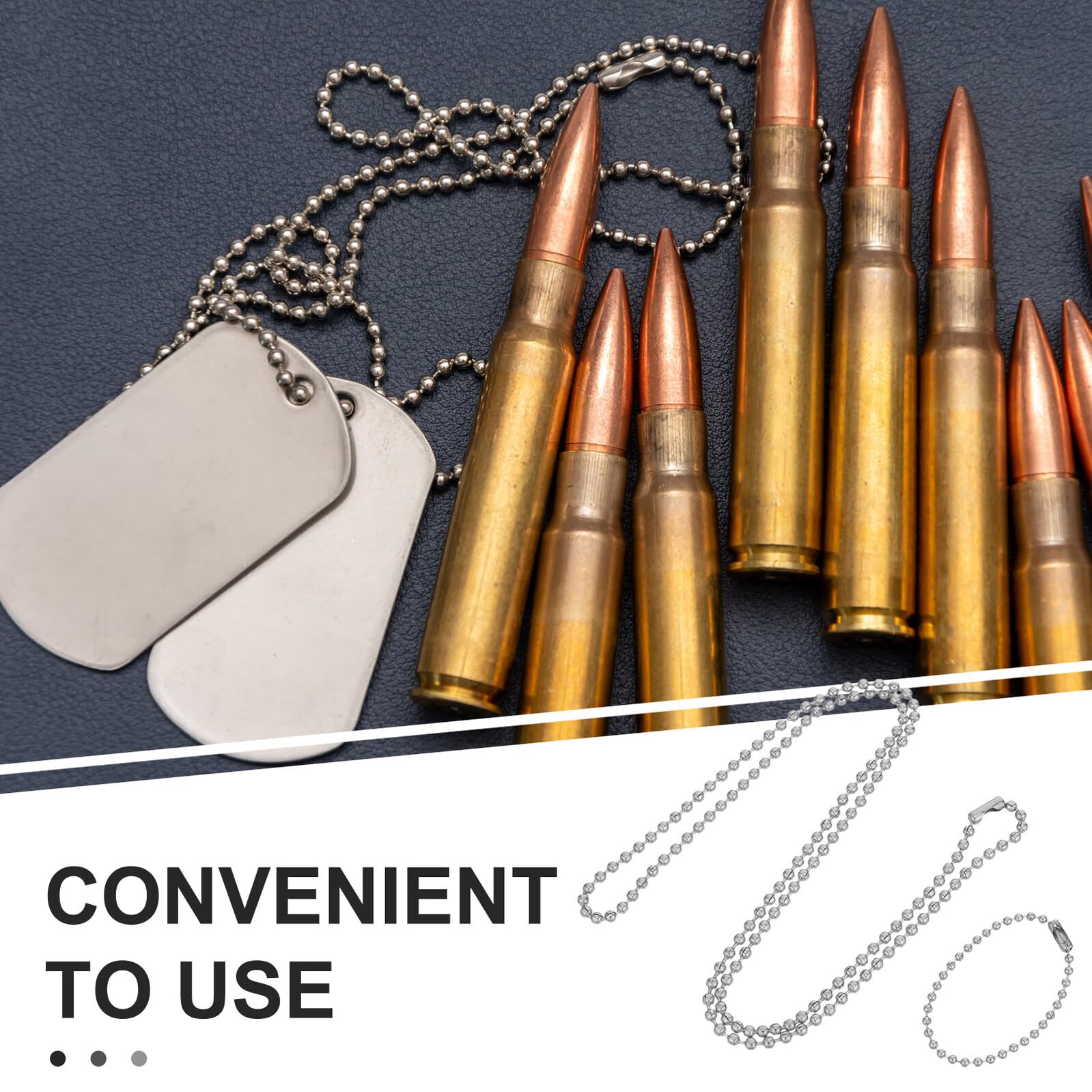 Toddmomy Kit 4 Catenine a Piastrine Militari in Acciaio Inossidabile, Catena a Sfere da Uomo Resistente, con Sgancio Rapido per Portachiavi e Targhette Identificative, per